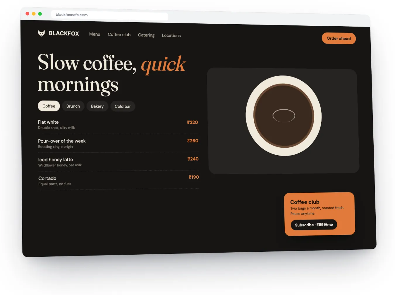 Blackfox Cafe on desktop and mobile