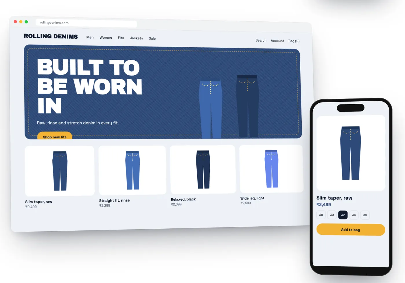 Rolling Denims on desktop and mobile